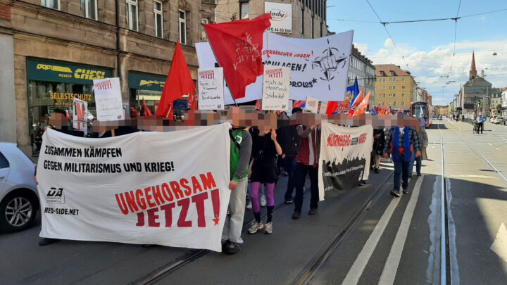 Antikapitalistischer Block beim Ostermarsch 2025 in Nürnberg – Ungehorsam Jetzt – Zusammen kämpfen gegen Militarismus und Krieg!
